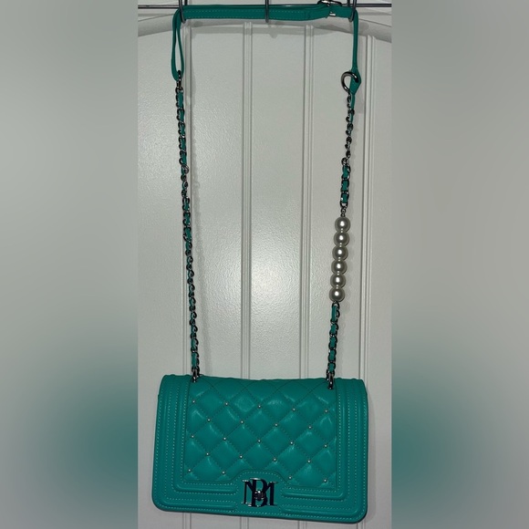 Badgley Mischka Letter Lock Crossbody Bombe&Pearls Strap&Cover, NWT - Picture 5 of 16